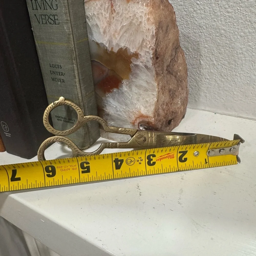 Vintage‎ Antique brass Decorative wick Scissors candle snuffer